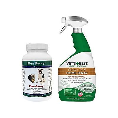Flea Away Flea & Tick Oral Treatment, 100 Chewable Tablets + Vet's Best Indoor Flea & Tick Home Spray for Dogs, 32-oz bottle