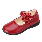Quealent Baby Boys Shoes Baby Boy Toddler Baby Children Leather Flower Single Soft Dance Shoes Girls Shoes Kid Princess Baby Shoe for Boys Size 4 Red 1.5 Big Kid
