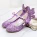 Kids Dance Shoes High Heel Princess Shoes Butterfly Decoration Party Performance Paillette Wedding Girls Flower Kids