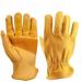 1Pair Leather Gloves Cowhide Anti-slip Gloves Cattlehide Labour Protection Gloves Gardening Gloves(Yellow)