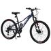 Okimo 24in Kids Mountain Bike 7-Speed Adjustable Mountain Bike Kids Aluminum Frame Bicycles with Height Adjustable and Comfortable Seats for Boys and Girls Blue