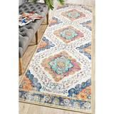 NOTASA Washable Runner Rug 2x6 Boho Small Area Rug Runners for Hallways Bathroom Entryway Kitchen Runner Rug Vintage Rug Distressed Persian Oriental Indoor Carpet Accent Rug Non-Slip Orange Blue