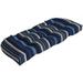 Outdoor Wicker Settee Blue Striped Cushion for Patio 18x41.5x5in. in Polyester Fabric