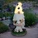 Garden Gnome Solar Garden with Calf Statue White Cow Print Hat Outdoor Lawn and Yard Decoration 6 x 5.5 x 10 Inch