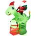 Costway 8 Feet Lighted Christmas Inflatable Santa Claus Dinosaur Decoration with Gift Boxes