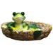 KQJQS Bird Baths For Outdoors Leaf Water Baths With Resin Hedgehog Decorations Birdbaths Bird Feeder Bowl For Garden Outdoor Yard Decor