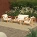 Walker Edison Modern 4-Piece Slatted Outdoor Chat Set Natural