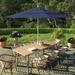 Havenside Home Perry 11ft Crank Lift Aluminum Round Umbrella by Base Not Included Navy Blue