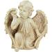 Heavenly Cherub Angel On Bended Knee With Outdoor Patio Garden Statue 10.25 Distressed White