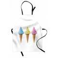 Dessert Apron Cheerful Yummy Flavor Creamy Cones Vivid Toppings Photo Ice Cream Shops Unisex Kitchen Bib with Adjustable Neck for Cooking Gardening Adult Size Ecru Blue by Ambesonne