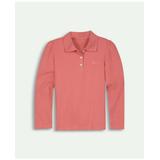 Brooks Brothers Girls Cotton Long Sleeve Pique Polo Shirt | Dark Pink | Size 8
