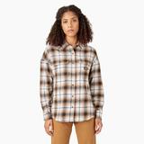 Dickies Women's Long Sleeve Flannel Shirt - Brown Duck/black Ombre Plaid Size XL (FLR52)