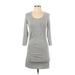 Abercrombie & Fitch Casual Dress - Bodycon Scoop Neck 3/4 sleeves: Gray Solid Dresses - Women's Size X-Small