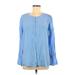 Ann Taylor Long Sleeve Blouse: Blue Tops - Women's Size Medium