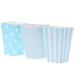 48pcs Popcorn Carton Rugby Stripe Wave Dot Pattern Decorative Dinnerware for Birthday Parties / Baby Showers / Graduations (Blue)