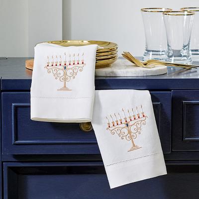 Menorah Tea Towels, Set Of Two - Grandin Road