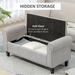 HOMCOM 50" Storage Ottoman Bench, Upholstered End of Bed Bench with Rolled Arms, Wood Legs, Button Tufted Storage Bench Gray