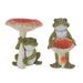 Garden Frog with Mushroom (Set of 2) - 7.75" x 7.25" x 9.5"