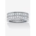 Women's 2.05 Cttw. Round Cz Platinum-Plated Sterling Silver Double-Row Eternity Ring by PalmBeach Jewelry in Platinum (Size 13)