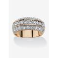 Women's 1.68 Tcw Round Cubic Zirconia Triple Row Ring In Gold-Plated by PalmBeach Jewelry in Gold (Size 10)