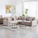 Reversible Sectional Sofa Set with 2 Single-armed Chairs and Corner Chair, 5Pc L-Shape Linen Couch Living Room Furniture