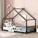 Twin/Full Size Metal House Bed, Metal Bed Frame with Roof and Metal Slats for Girls, and Boys, No Box Spring Needed