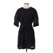 Rebecca Minkoff Casual Dress - Mini Crew Neck Short sleeves: Black Print Dresses - Women's Size Medium