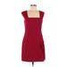 Express Casual Dress - Mini Square Sleeveless: Red Print Dresses - Women's Size 6