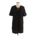 BCBGeneration Casual Dress - Mini Tie Neck Short sleeves: Black Print Dresses - Women's Size Medium