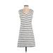 J.Crew Casual Dress - A-Line V-Neck Sleeveless: White Stripes Dresses - Women's Size 00