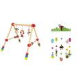 Bieco Spieltrapez | Spielbogen für Babys -Figuren, Rasseln, Kugeln- Höhenverstellbar & 3D Baby Mobile Käferchen aus robustem Holz, Viele bunte Tiere und Blumen