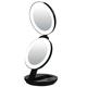 LED Lighted Travel Makeup Magnifying Mirror,Magnifies 10x and 1x, Luxury Double Side and Folding Pocket Vanity/Cosmetic Mirror (black)