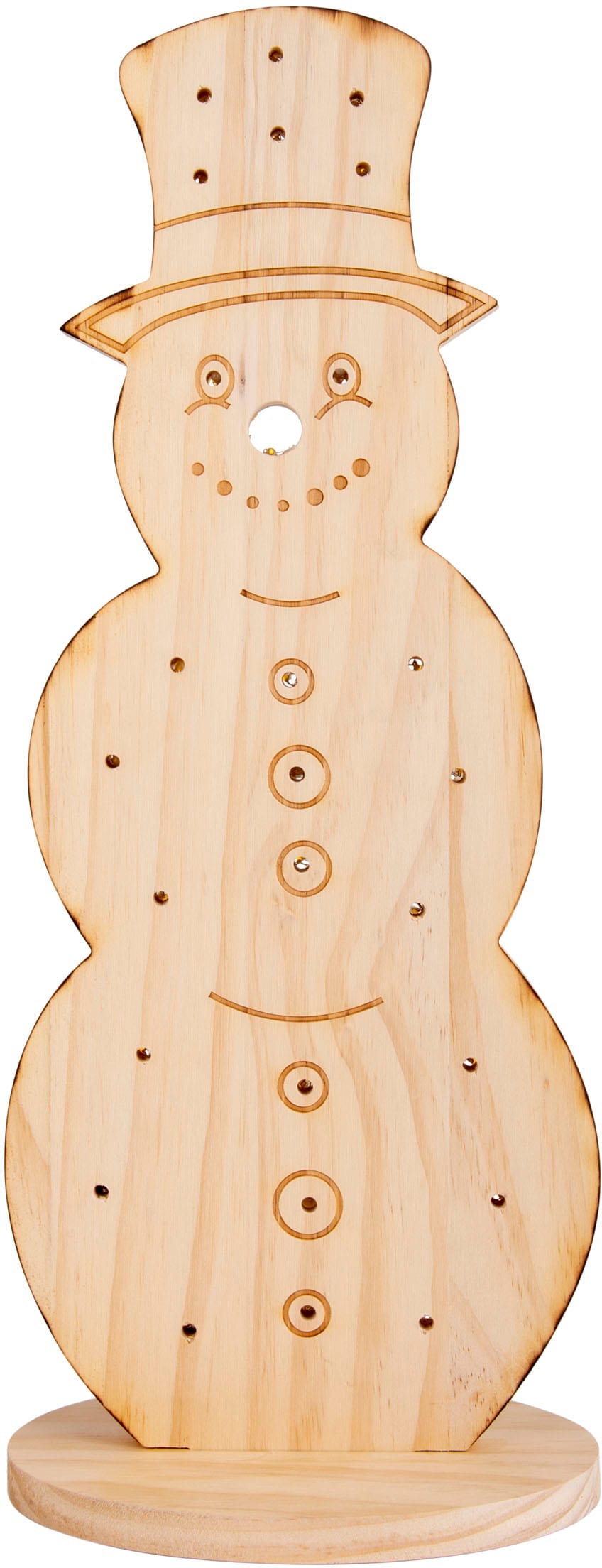 NÄVE LED Dekoobjekt "Snowy, Weihnachtsdeko aus Holz", beige (natur), H: 50cm, 1 Stk., Leuchten, Schneemann aus Holz, Höhe ca. 50 cm, Batteriebetrieb Image