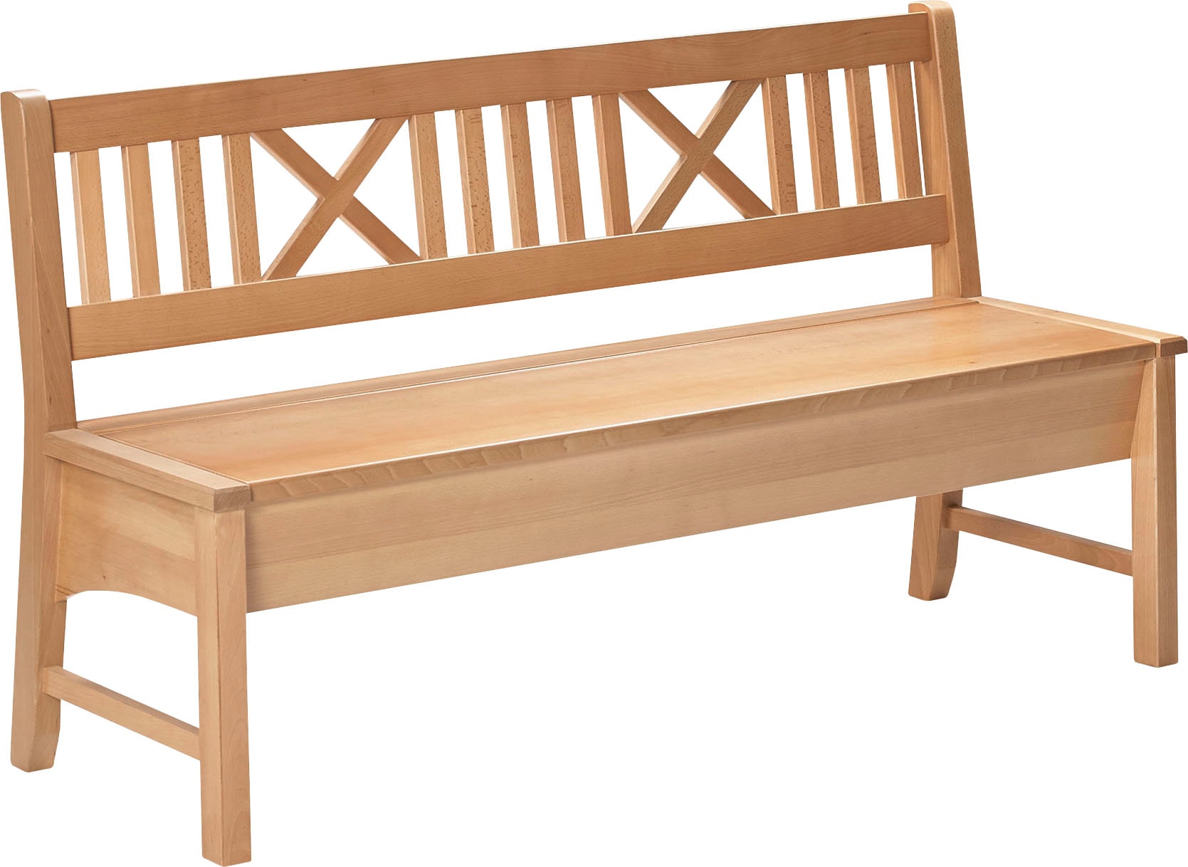 Truhenbank MASSIVLINE & MORE "Bodensee", braun (buche massiv lackiert, buche massiv lackiert), B:146cm H:87cm T:52cm, Holzwerkstoff, Sitzbänke, Breite 166 cm