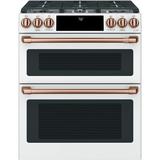 Café 30" Smart Slide-In, Front-Control, Gas Double-Oven Range w/ Convection, Copper in White/Brown | 37.375 H x 29.875 W x 29.5 D in | Wayfair
