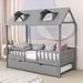 Latitude Run® Wooden House Bed w/ Twin Size Trundle Wood in Gray | 71 H x 41 W x 78 D in | Wayfair 14BF2CB5FD384BDDBEDE1F3B8895A35F