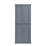 Ebern Designs Lashonte 72.4" Freestanding Kitchen Pantry Cabinet w/ 4 Doors & Shelves Wood in Gray | 72.4 H x 30 W x 14 D in | Wayfair