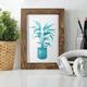 Bay Isle Home™ Watercolor House Plant IV -Framed Print W/Glass Paper, Solid Wood in Black/Blue/Green | 8 H x 6 W x 1 D in | Wayfair