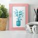 Bay Isle Home™ Watercolor House Plant IV -Framed Print W/Glass Paper, Solid Wood in Black/Blue/Green | 9 H x 7 W x 1 D in | Wayfair