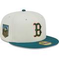 Men's New Era Cream Boston Red Sox Chrome Evergreen 59FIFTY Fitted Hat