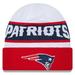 Men's New Era White/Red England Patriots 2023 Sideline Tech Cuffed Knit Hat