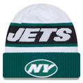 Men's New Era White/Green York Jets 2023 Sideline Tech Cuffed Knit Hat