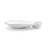 Front of the House DAP057WHP21 Oval Ellipse Sampler Plate w/ (2) Compartments - 12" x 9", Porcelain, White