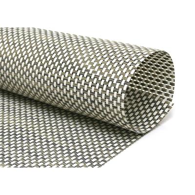 Front of the House XPM039TAV83 Square Metroweave Woven Vinyl Placemat - 14" x 13", Tan, Multi-Colored