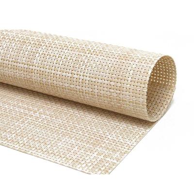 Front of the House XPM049NAV83 Rectangular Metroweave Woven Vinyl Placemat - 14" x 11", Natural, Beige