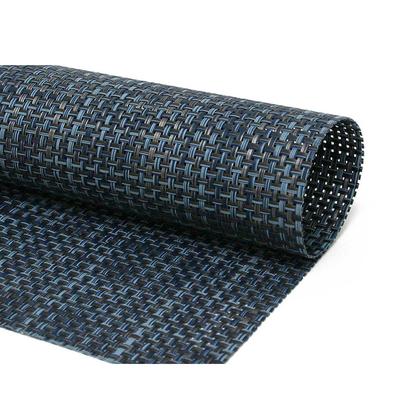 Front of the House XPM078DBV83 Rectangular Metroweave Woven Vinyl Placemat - 14" x 11", Indigo, Blue