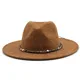 Fashion Women Men Pork Pie Hat Dad Suede Flat Fedora Hat Lady Gentleman Gambler Panama Trilby Hat