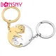 Bonsny Stainless Steel 2PCS Gold Silver-plated Cute Pug Dog Keychains Animals Pet Bag Charm Key
