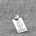Fashion Jewelry MY DAD MY HERO Necklaces Pendant Square Tag Necklace for Men Women Father's Day