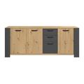 Buffet 3 portes et 3 tiroirs effet bois L220 x H87 cm